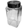 Sharper Image 33.8 Oz. Stain Resistant Square Glass Canister with Metallic Black Twist Off Lid