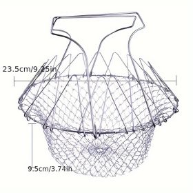 1pc; Frying Basket; Stainless Steel Frying Basket; Kitchen Foldable Steam Rinse Strain; Household Fry Basket Strainer; Kitchen Cooking Tool For Fried