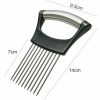 Stainless Steel Onion Holder Slicer Vegetable Tools Tomato Cutter Kitchen Gadget Steel Onion Needle With Cutting Safe Aid Holder Easy Slicer Cutter To