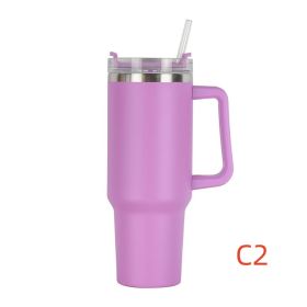 40 oz. With Logo Stainless Steel Thermos Handle Water Glass With Lid And Straw Beer Glass Car Travel Kettle Outdoor Water Bottle (Color: C2, Capacity: 1200ml)